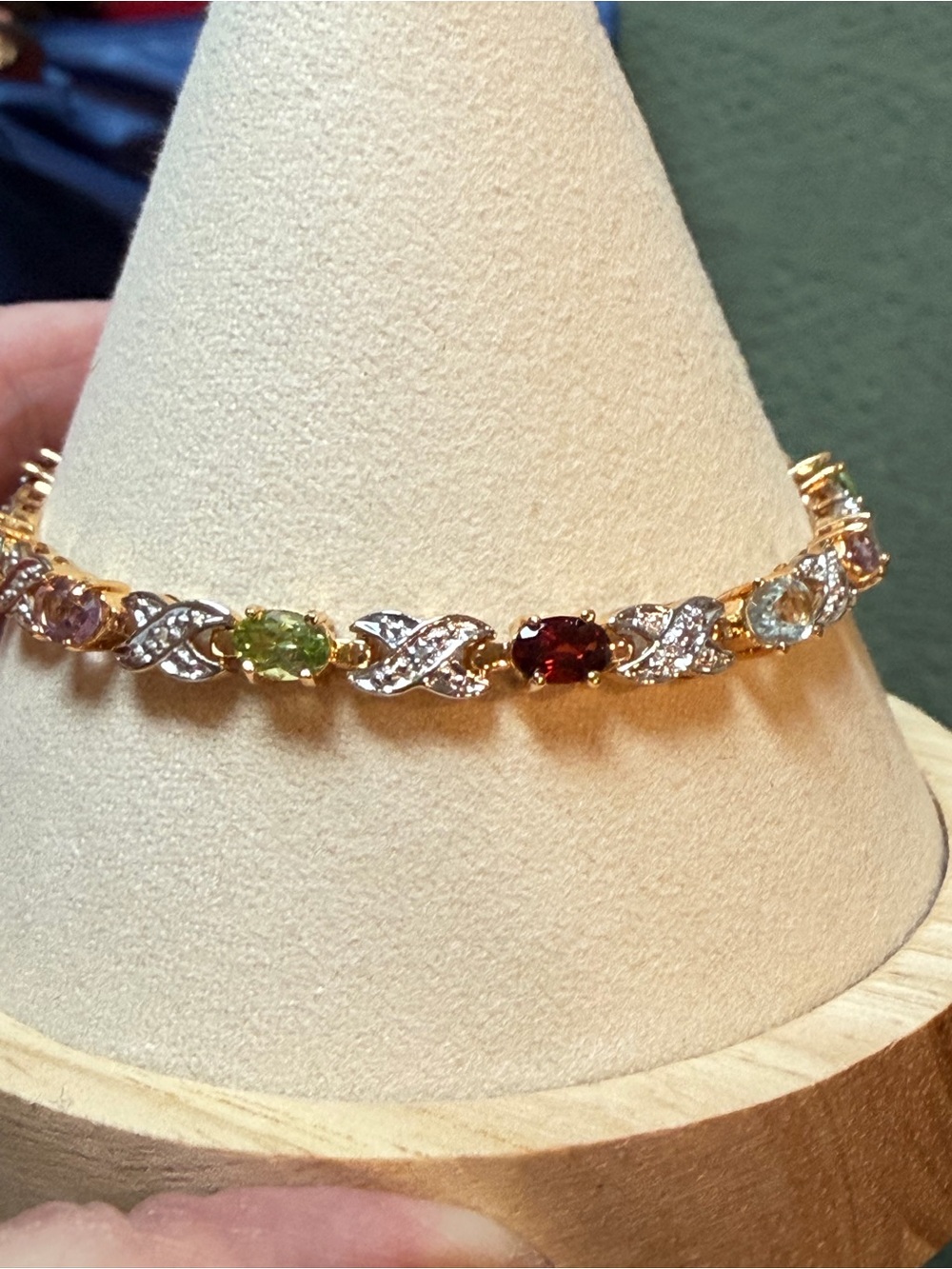 Gold over Sterling Multi Gemstone Tennis Bracelet